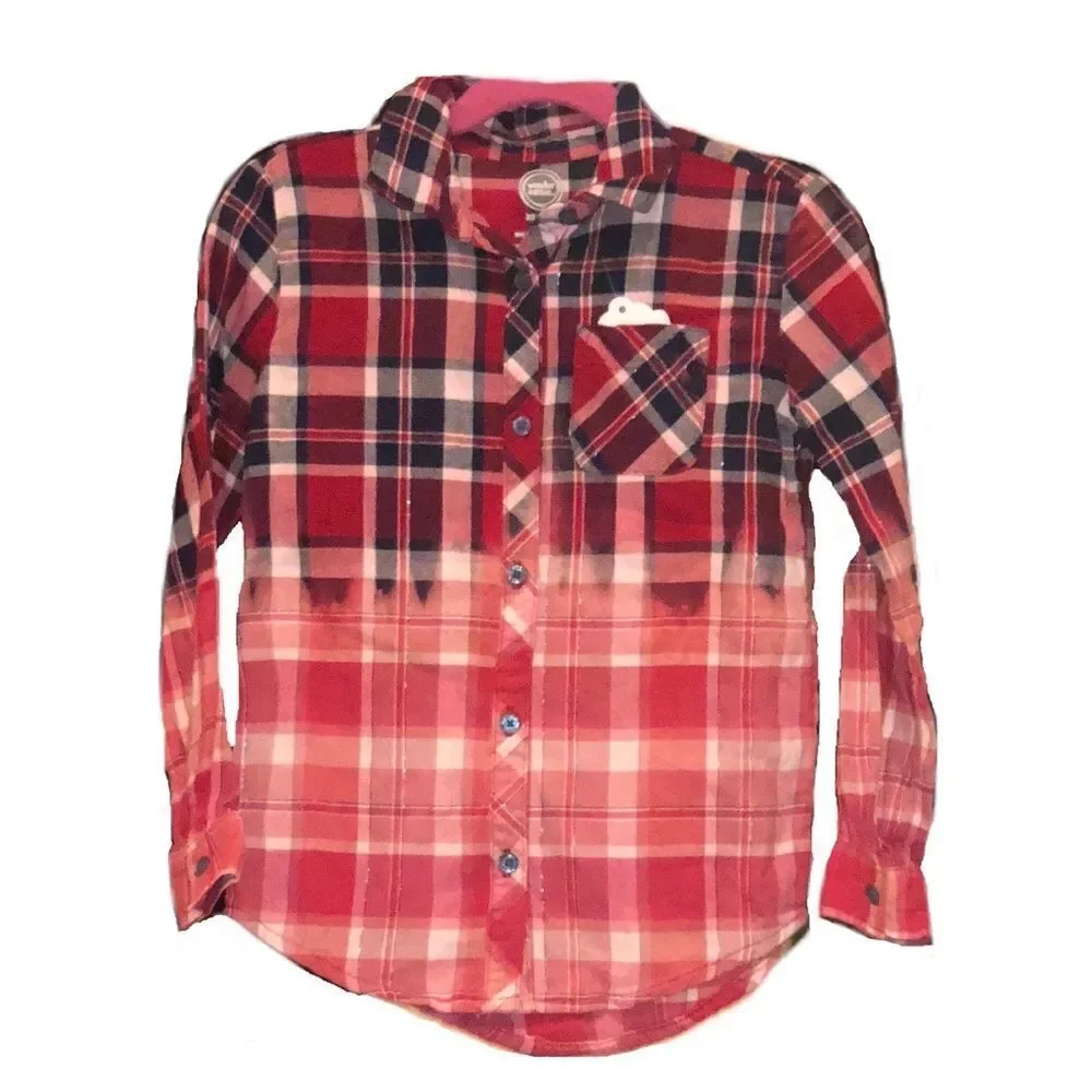 Kid's Plaid Flannel With KISS T-Shirt Patch